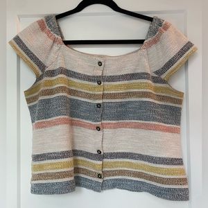 Madewell Texture & Thread Button-Front Striped Top